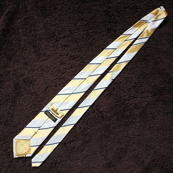 Donald Trump Signature Necktie Rep Tie Silk Yellow Blue Striped Jacquard 3.5x60" - Picture 9 of 10